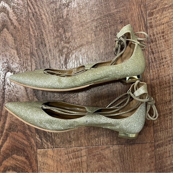Aquazzura Christy Gold Glitter Flats - Picture 4 of 7